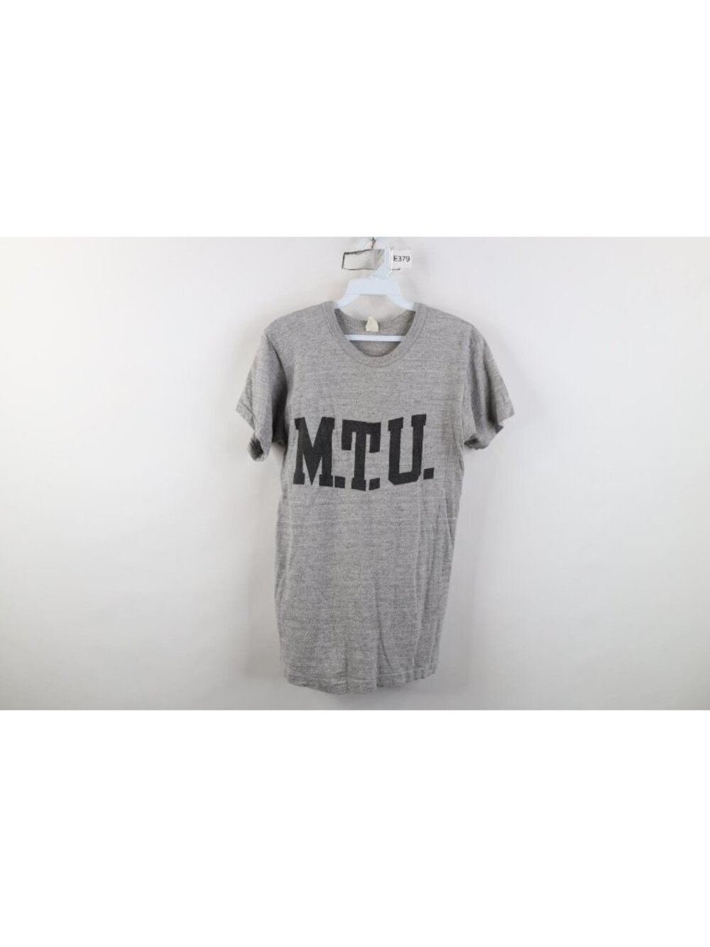 Vtg 70s Michigan Tech University MTU T-Shirt Mens Size M Heather Gray Cotton USA